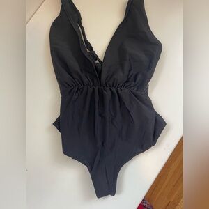 Tori Praver Swim One Piece, High Cut with Tie back, Size Medium
